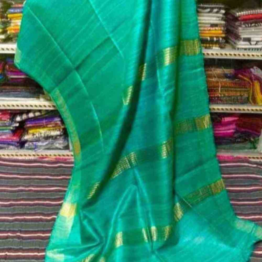 Tussar Saree with Madhubani Bride, Doli, and Kaahar Painting